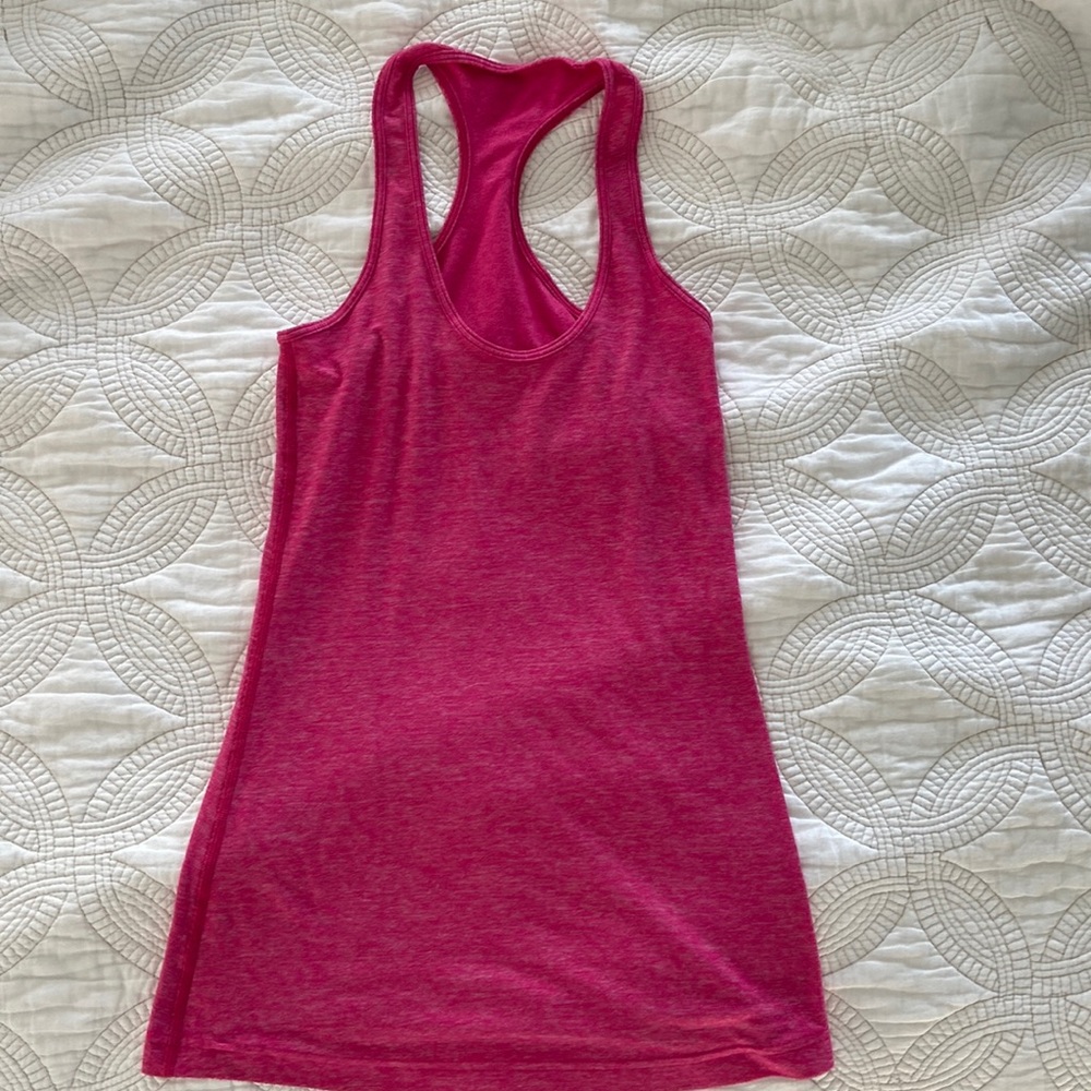 Lululemon hot pink Heather we loose fitting racerback tank. Size 2